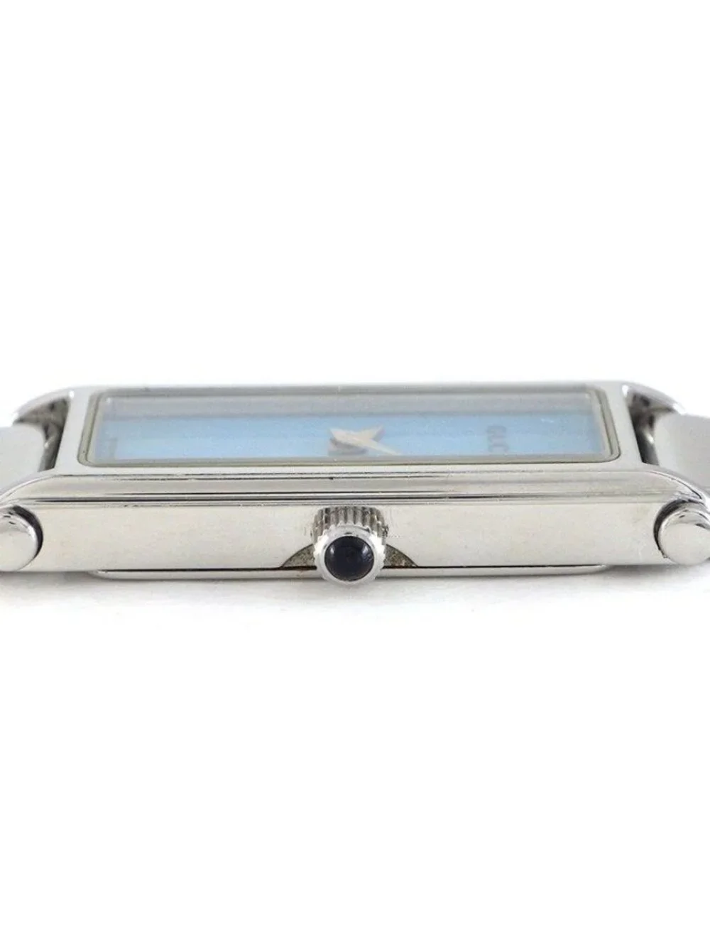 Gucci Watch Bracelet Bangle Horsebit Rectangular Blue Mother of Pearl Dial SS